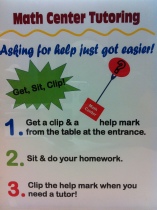 They have these instructions on how to get help from a tutor on the tables in the center.